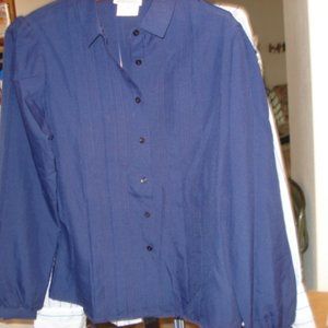 New Ladies Vintage Navy Blue Blouse size 14